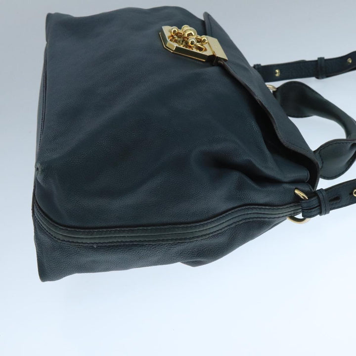 Chloe Elsie Hand Bag Leather 2way Navy Gold am7428