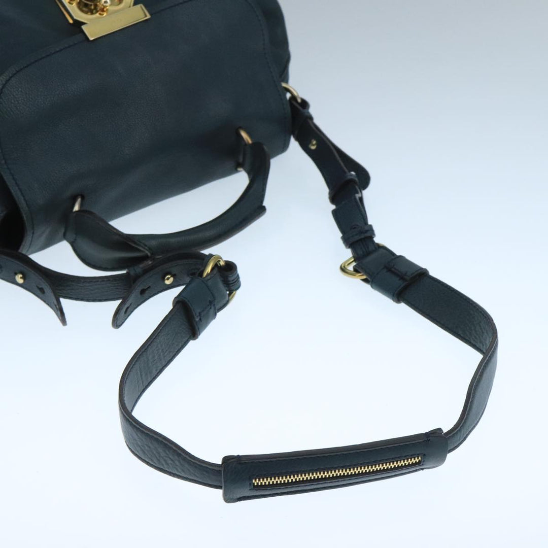 Chloe Elsie Hand Bag Leather 2way Navy Gold am7428