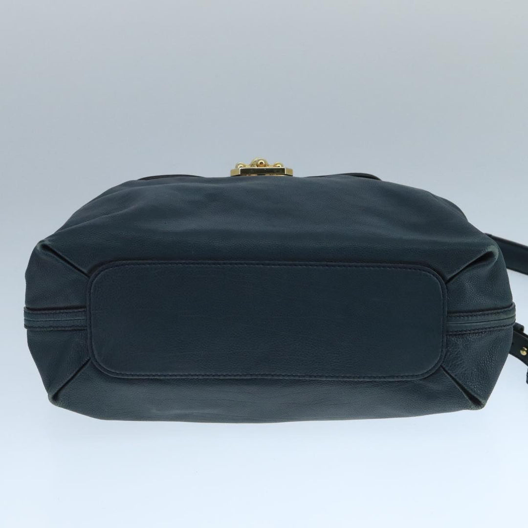 Chloe Elsie Hand Bag Leather 2way Navy Gold am7428