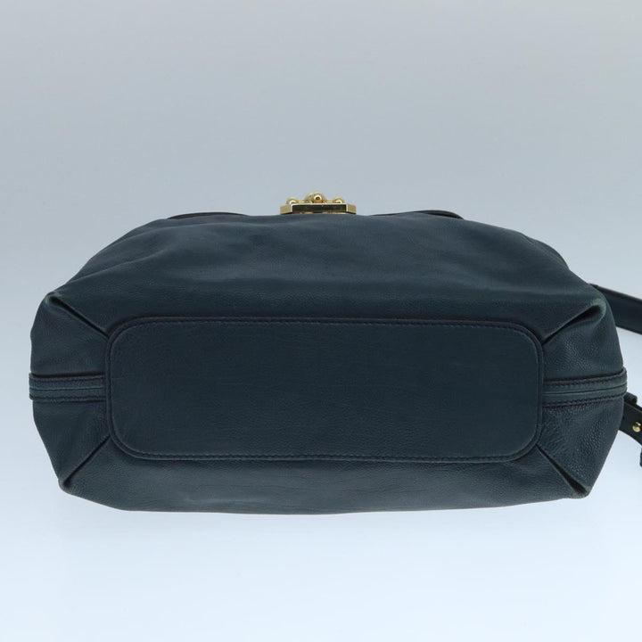 Chloe Elsie Hand Bag Leather 2way Navy Gold am7428