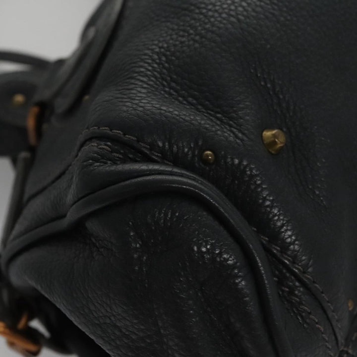 Chloe Paddington Hand Bag Leather Navy Gold Silver am7437