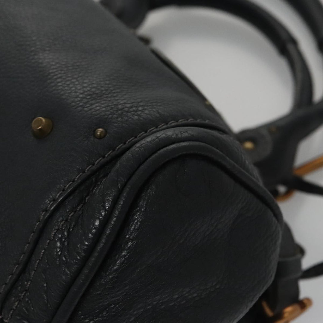 Chloe Paddington Hand Bag Leather Navy Gold Silver am7437