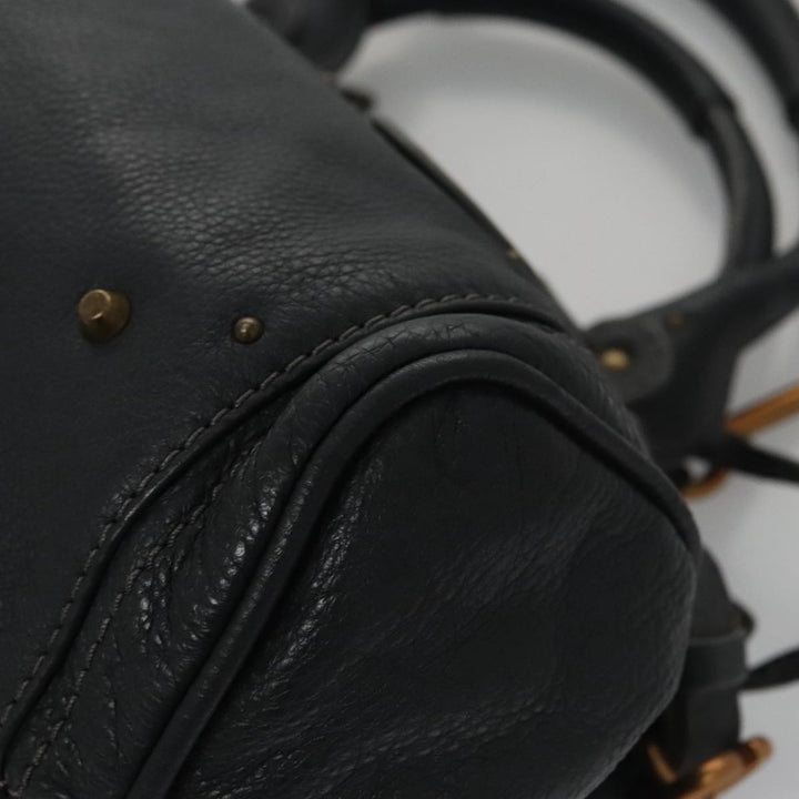 Chloe Paddington Hand Bag Leather Navy Gold Silver am7437