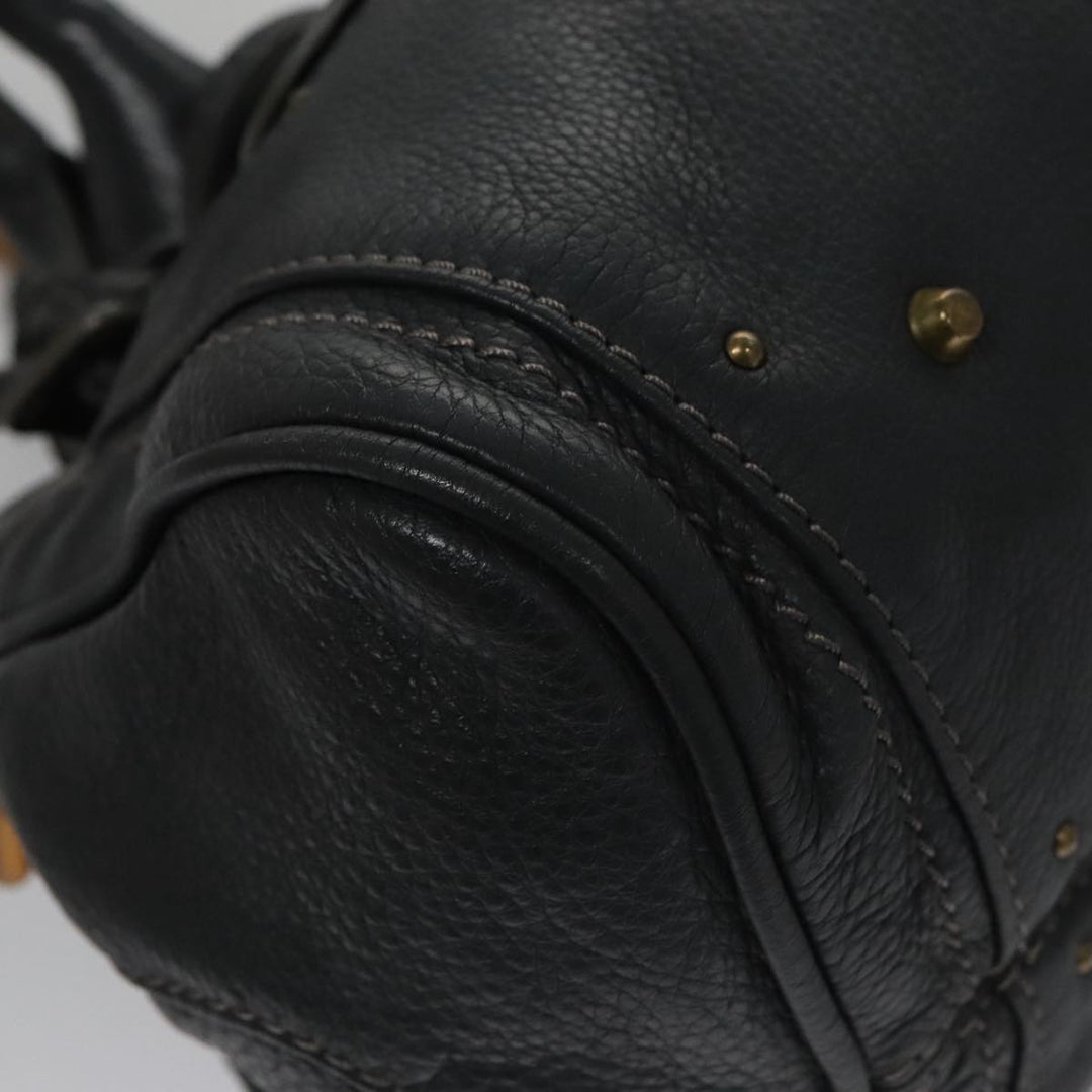 Chloe Paddington Hand Bag Leather Navy Gold Silver am7437