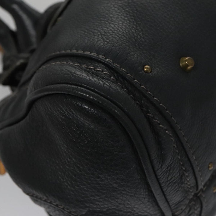 Chloe Paddington Hand Bag Leather Navy Gold Silver am7437