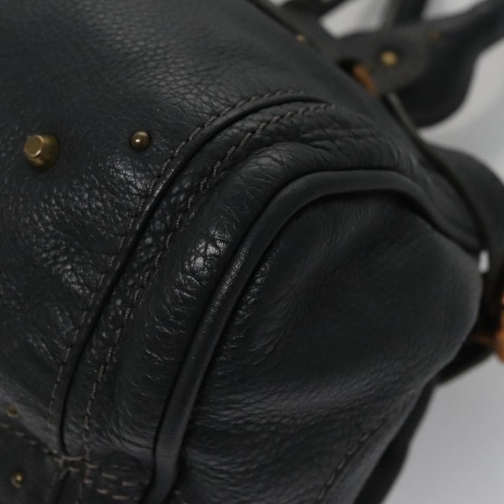 Chloe Paddington Hand Bag Leather Navy Gold Silver am7437