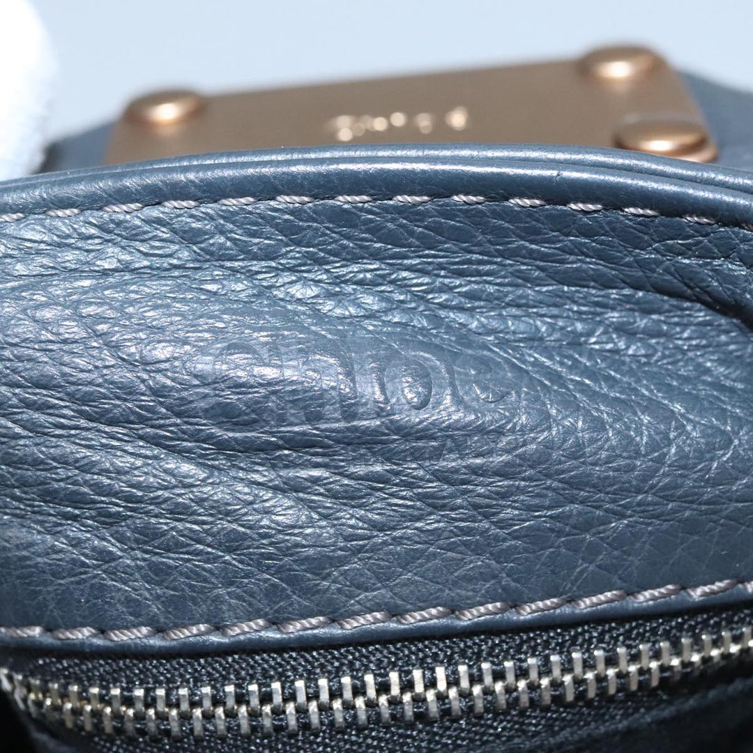 Chloe Paddington Hand Bag Leather Navy Gold Silver am7437