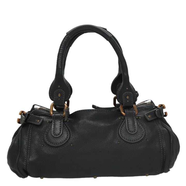 Chloe Paddington Hand Bag Leather Navy Gold Silver am7437