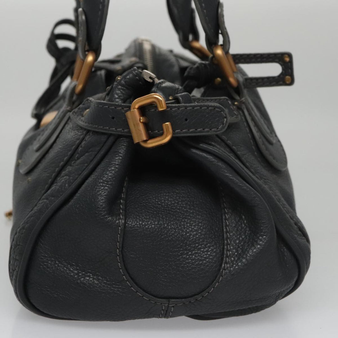 Chloe Paddington Hand Bag Leather Navy Gold Silver am7437