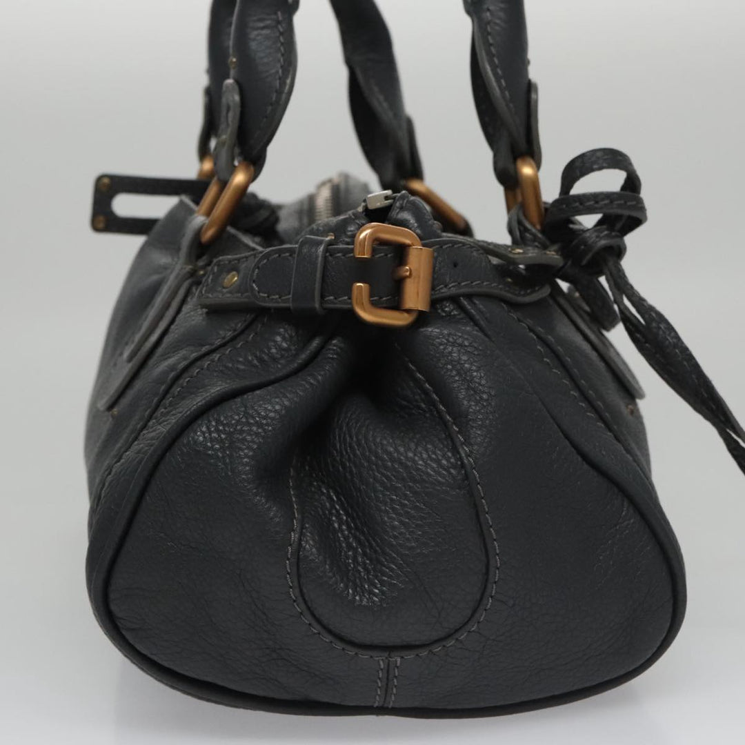 Chloe Paddington Hand Bag Leather Navy Gold Silver am7437