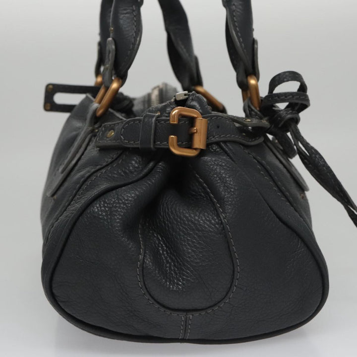 Chloe Paddington Hand Bag Leather Navy Gold Silver am7437