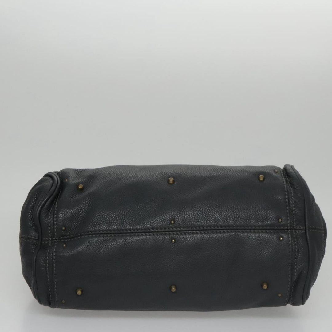 Chloe Paddington Hand Bag Leather Navy Gold Silver am7437
