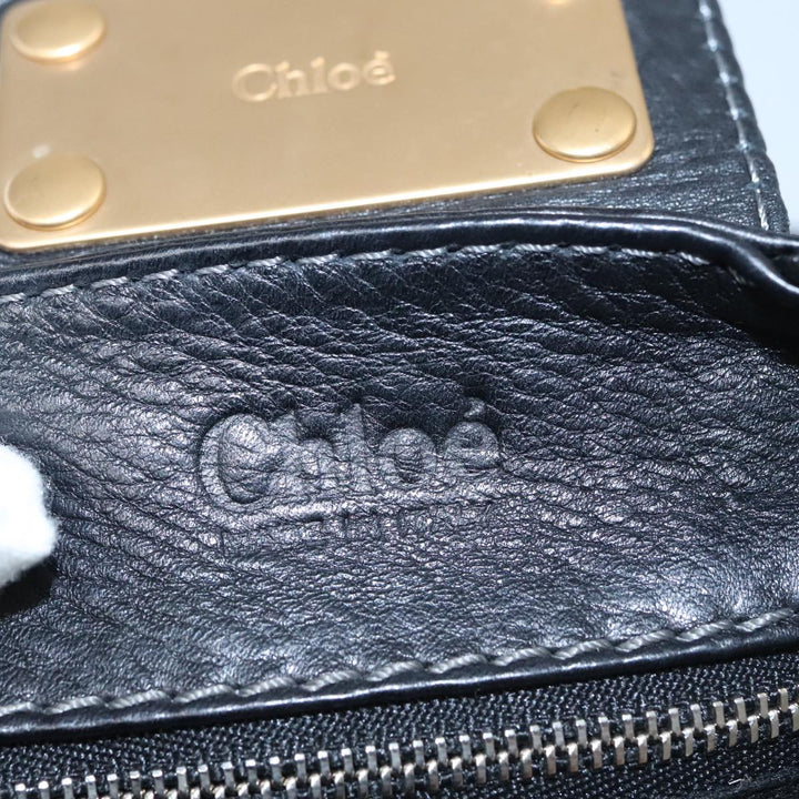 Chloe Paddington Hand Bag Leather Black Gold Silver am7438