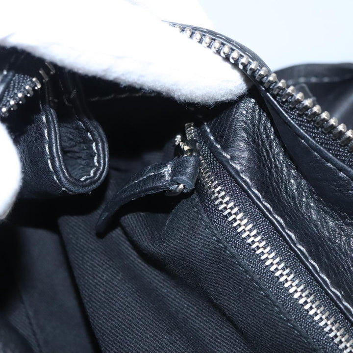 Chloe Paddington Hand Bag Leather Black Gold Silver am7438