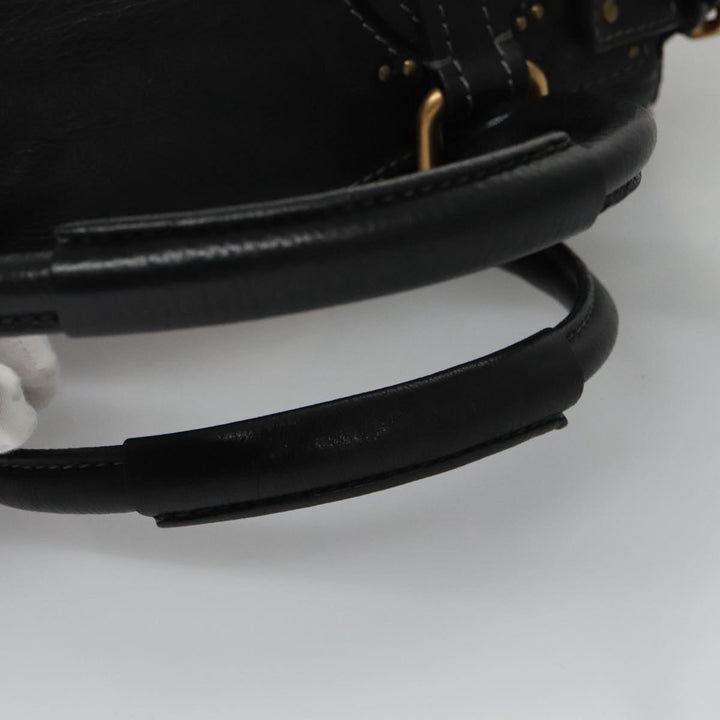 Chloe Paddington Hand Bag Leather Black Gold Silver am7438
