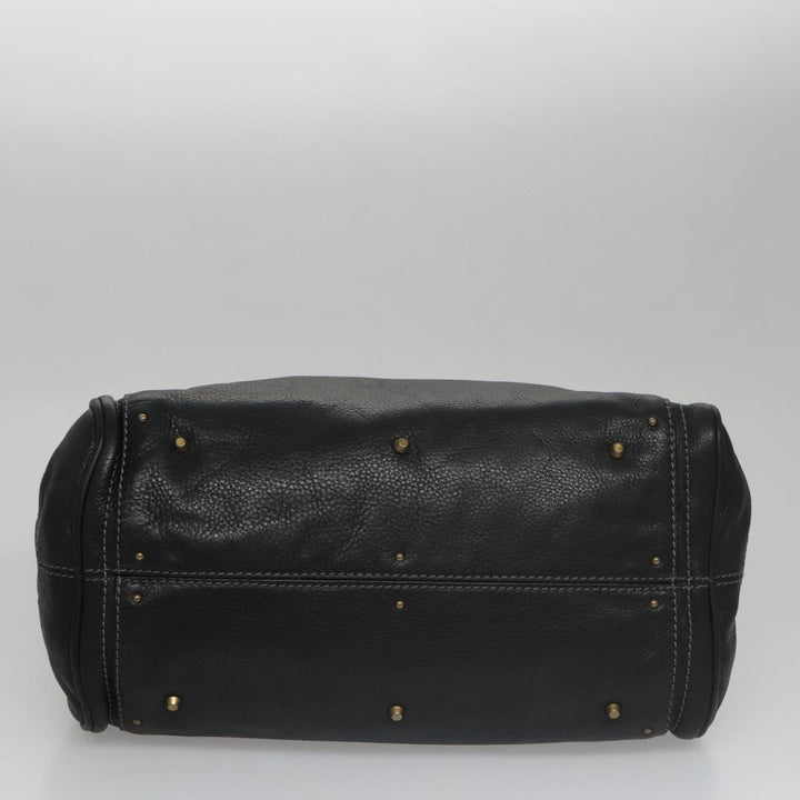 Chloe Paddington Hand Bag Leather Black Gold Silver am7438