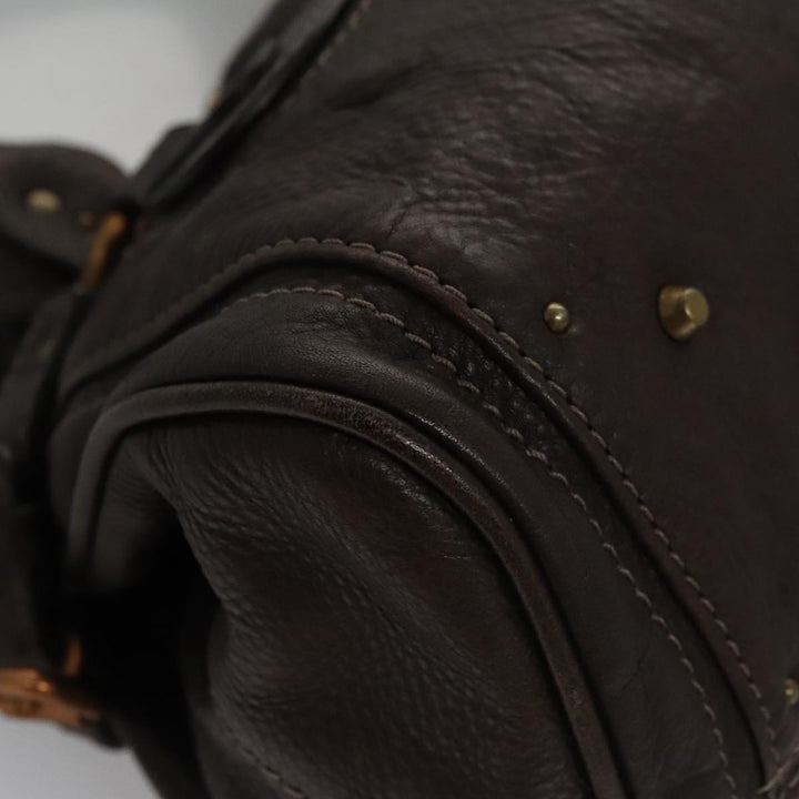 Chloe Paddington Hand Bag Leather Brown Gold Silver am7439