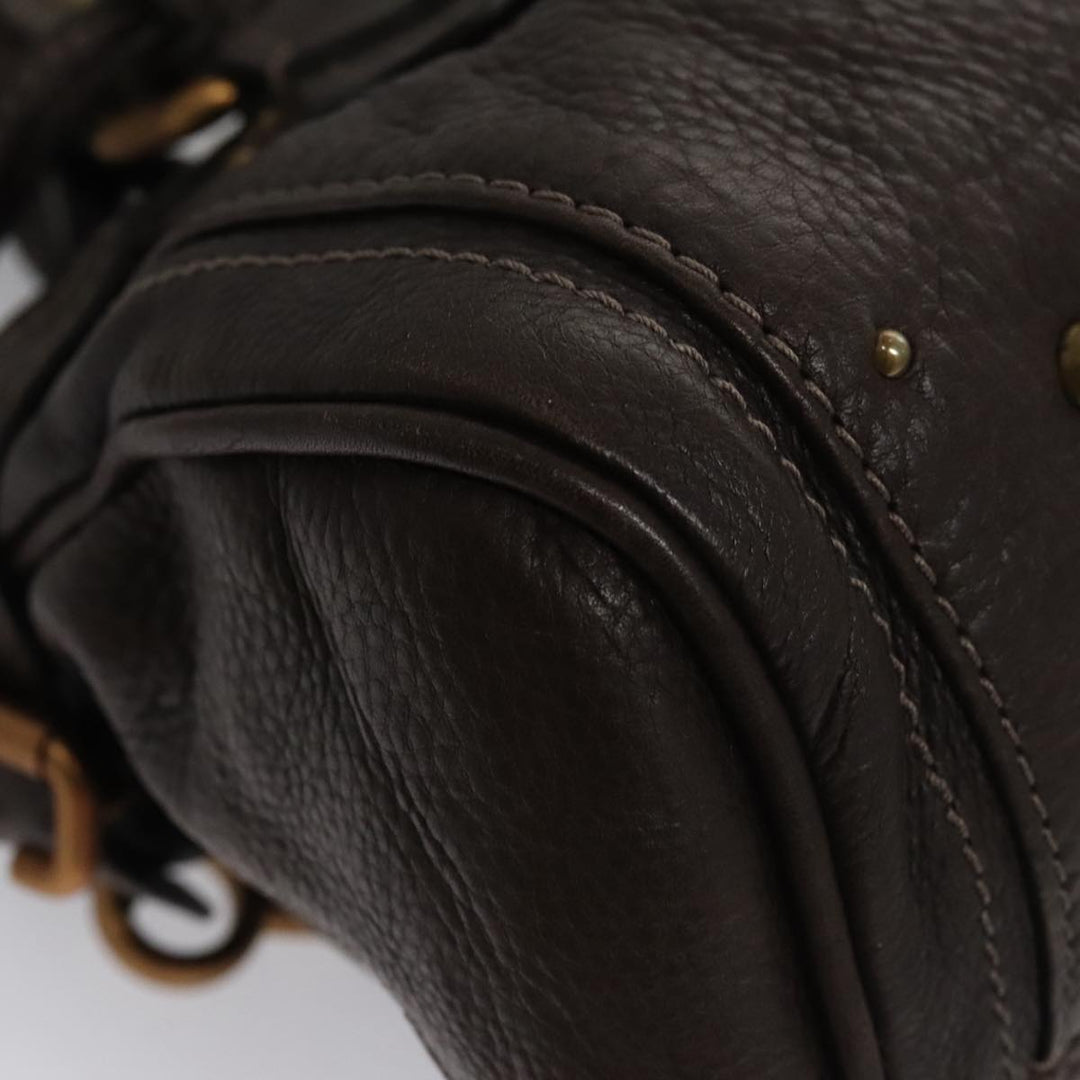 Chloe Paddington Hand Bag Leather Brown Gold Silver am7439