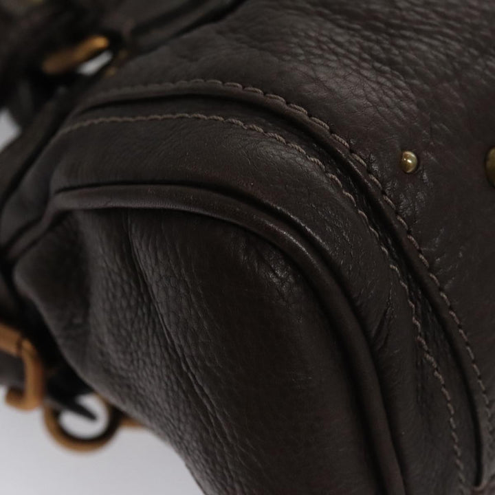 Chloe Paddington Hand Bag Leather Brown Gold Silver am7439
