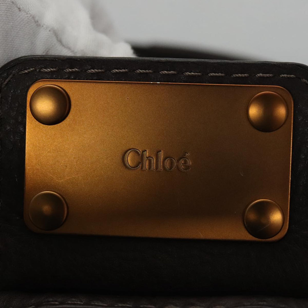 Chloe Paddington Hand Bag Leather Brown Gold Silver am7439