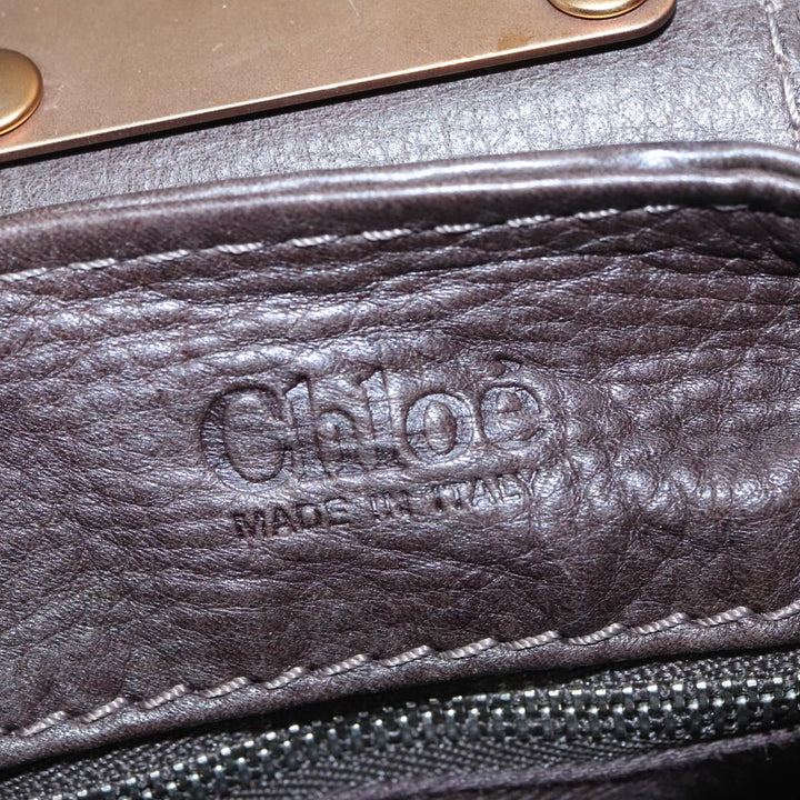 Chloe Paddington Hand Bag Leather Brown Gold Silver am7439
