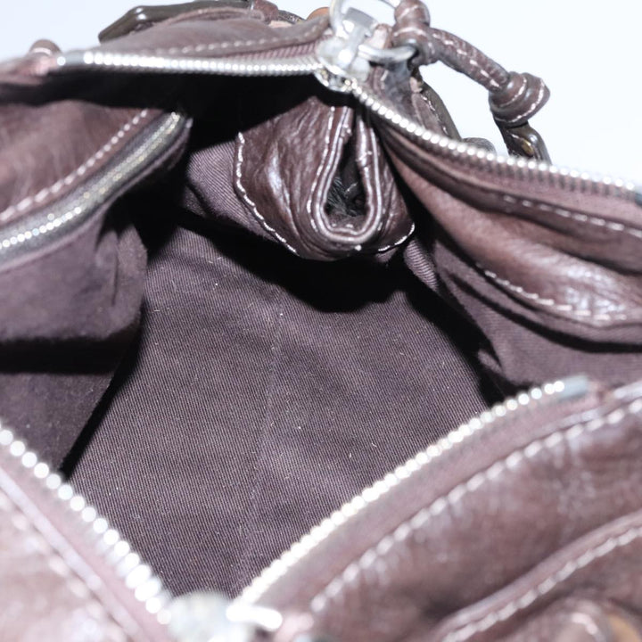Chloe Paddington Hand Bag Leather Brown Gold Silver am7439