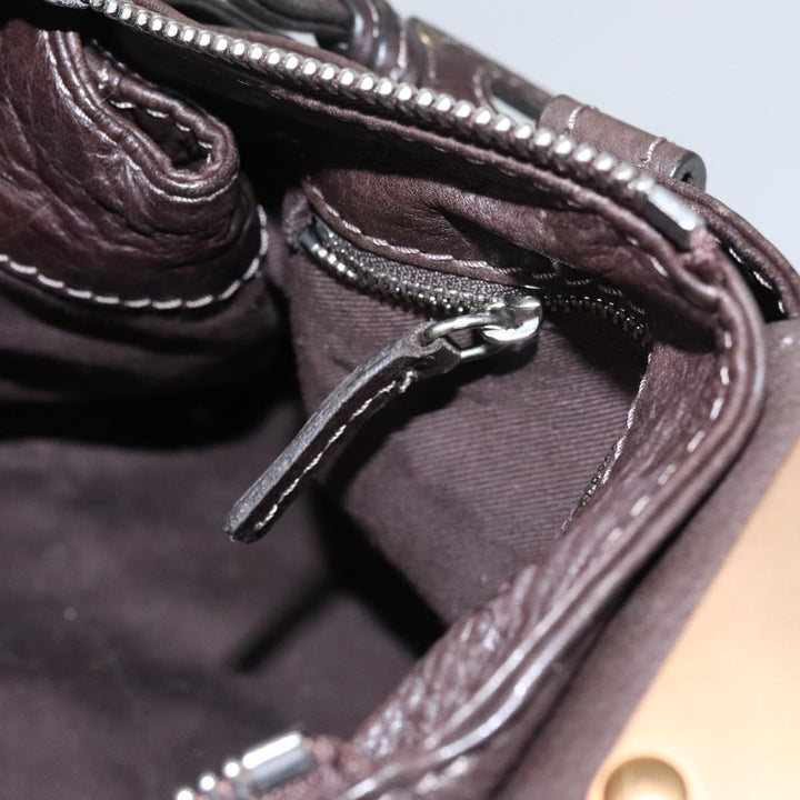 Chloe Paddington Hand Bag Leather Brown Gold Silver am7439