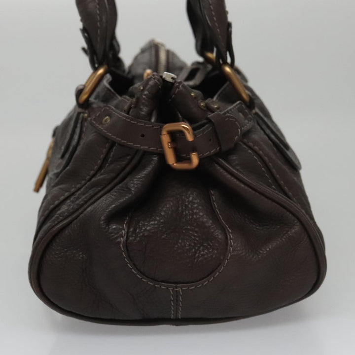Chloe Paddington Hand Bag Leather Brown Gold Silver am7439