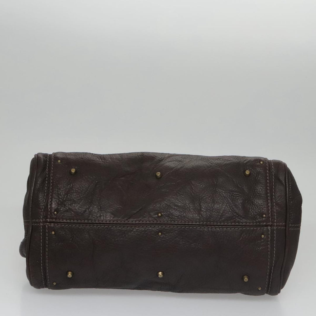 Chloe Paddington Hand Bag Leather Brown Gold Silver am7439