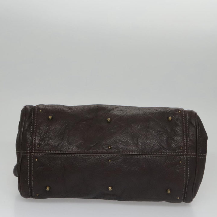 Chloe Paddington Hand Bag Leather Brown Gold Silver am7439