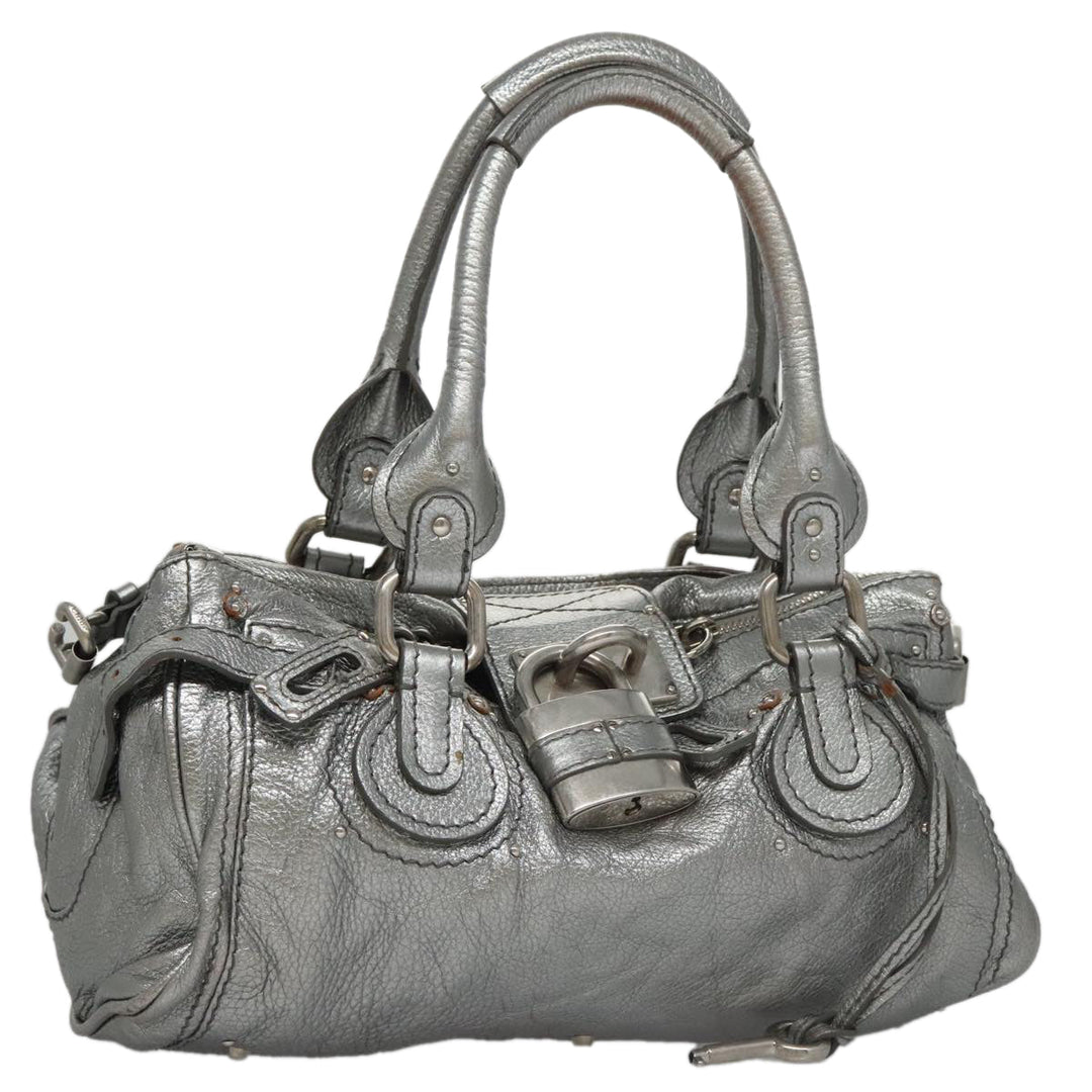 Chloe Paddington Hand Bag Leather Silver Gold am7440