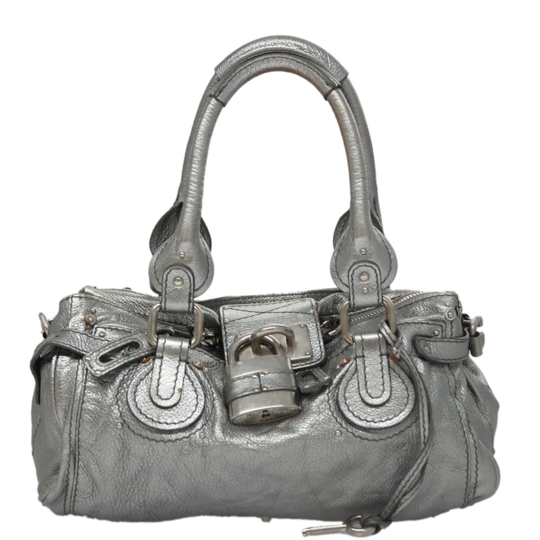 Chloe Paddington Hand Bag Leather Silver Gold am7440
