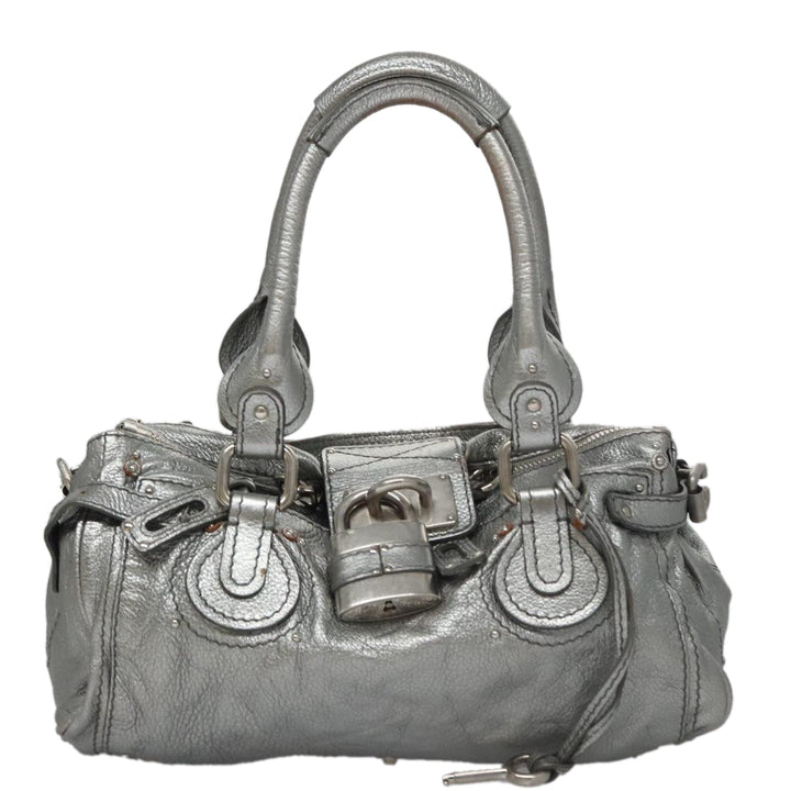 Chloe Paddington Hand Bag Leather Silver Gold am7440