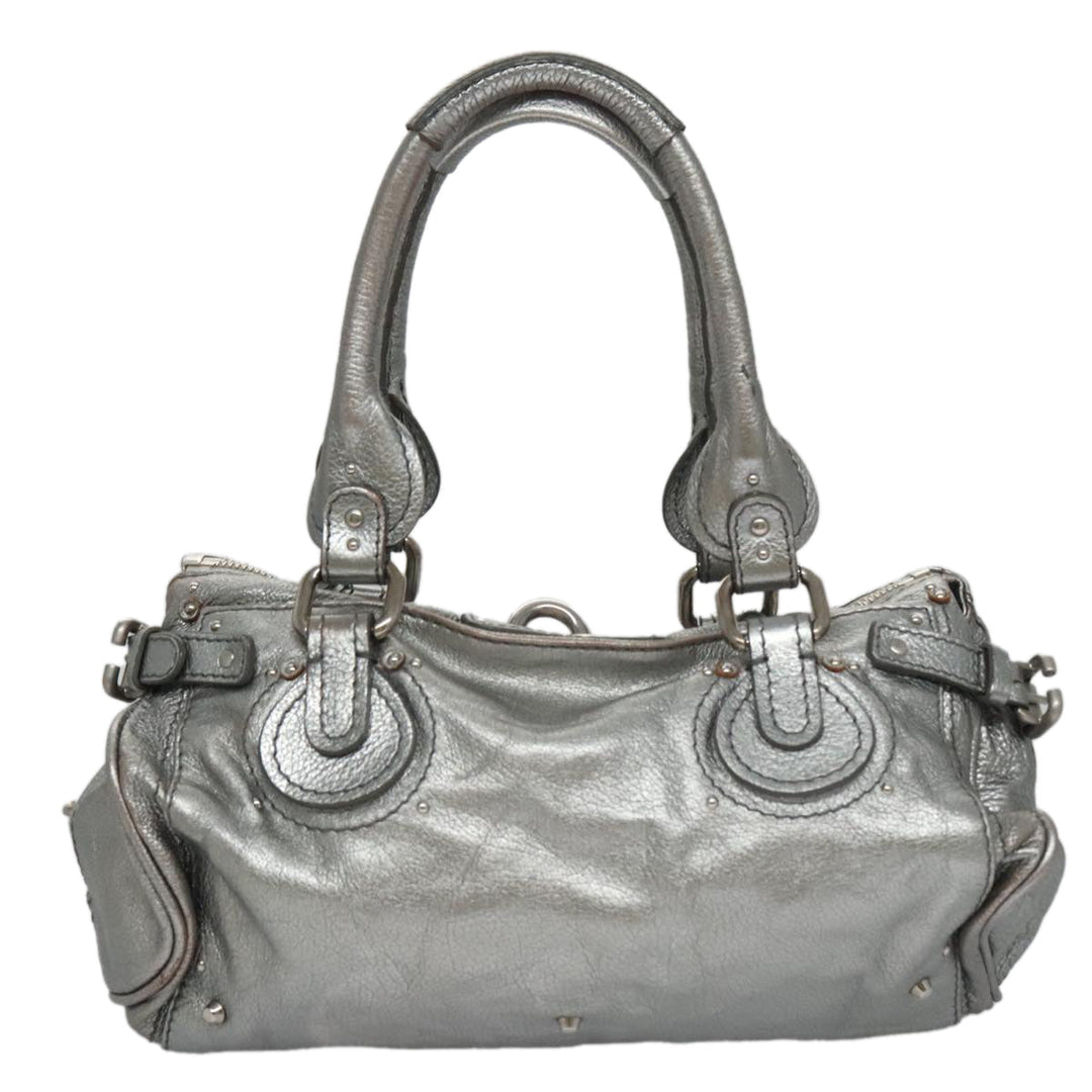 Chloe Paddington Hand Bag Leather Silver Gold am7440