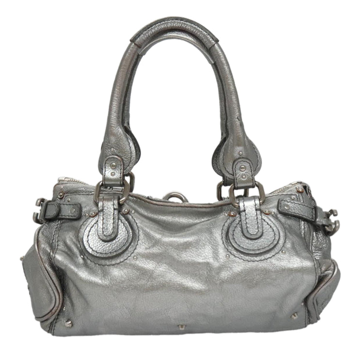 Chloe Paddington Hand Bag Leather Silver Gold am7440