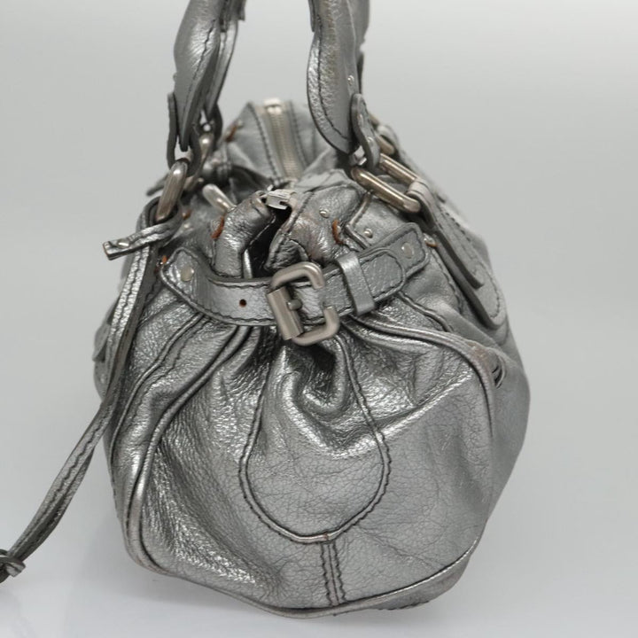 Chloe Paddington Hand Bag Leather Silver Gold am7440