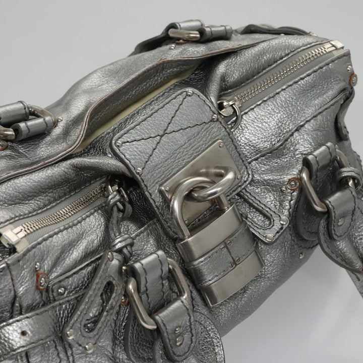 Chloe Paddington Hand Bag Leather Silver Gold am7440