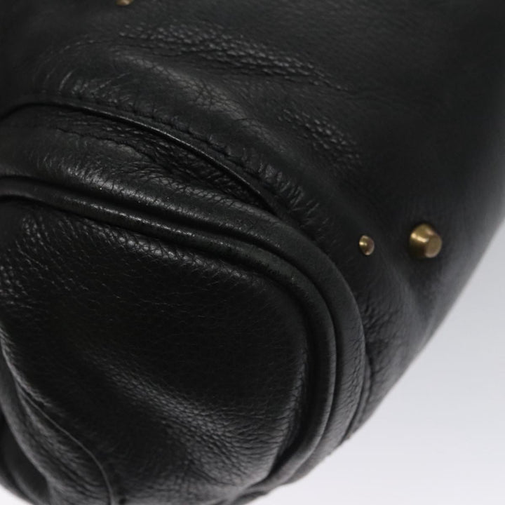 Chloe Paddington Hand Bag Leather Black Gold Silver am7465