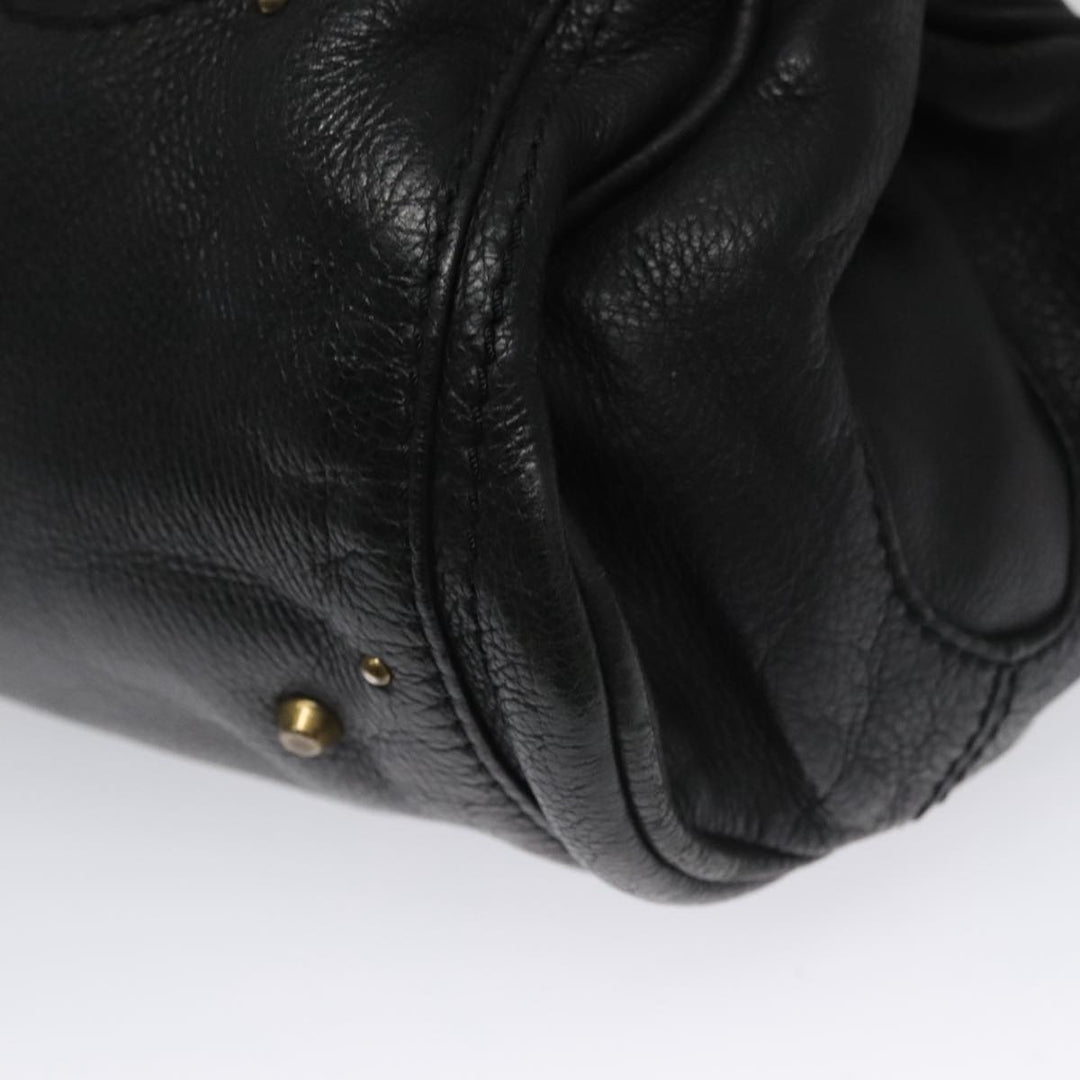 Chloe Paddington Hand Bag Leather Black Gold Silver am7465
