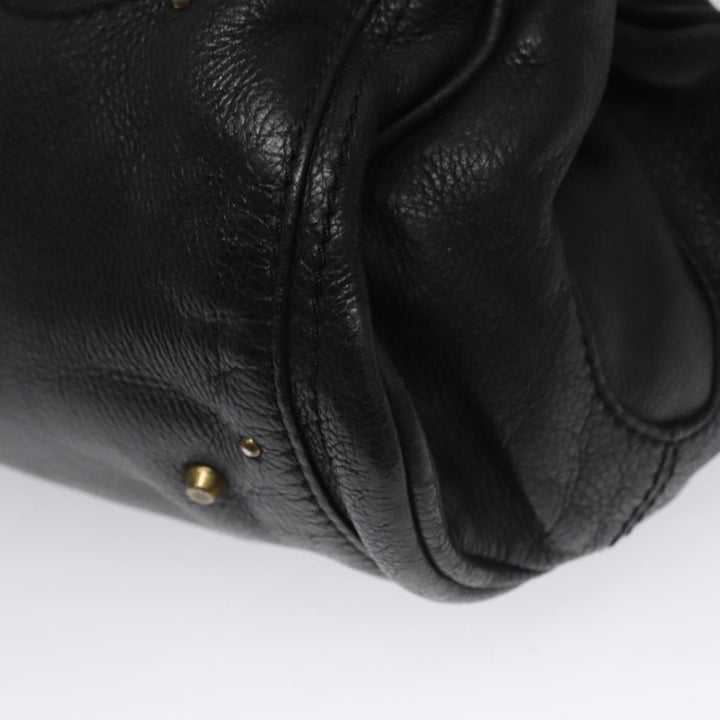 Chloe Paddington Hand Bag Leather Black Gold Silver am7465