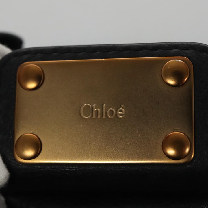 Chloe Paddington Hand Bag Leather Black Gold Silver am7465