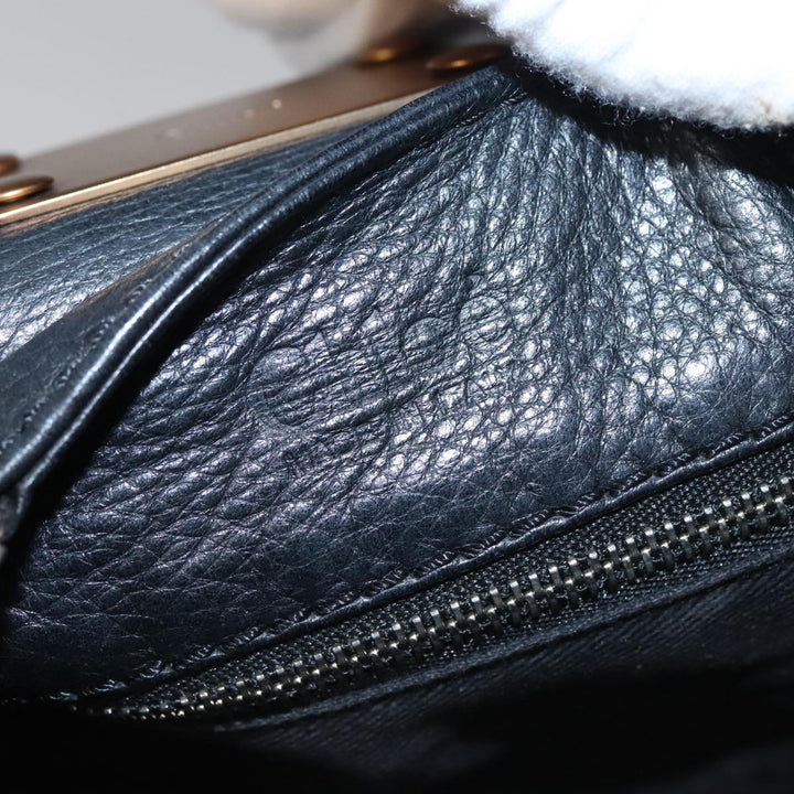 Chloe Paddington Hand Bag Leather Black Gold Silver am7465
