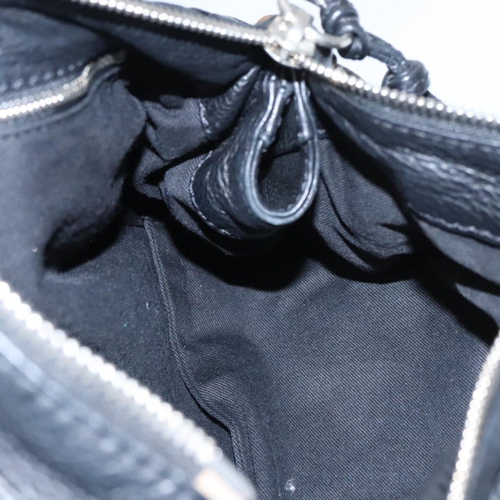 Chloe Paddington Hand Bag Leather Black Gold Silver am7465