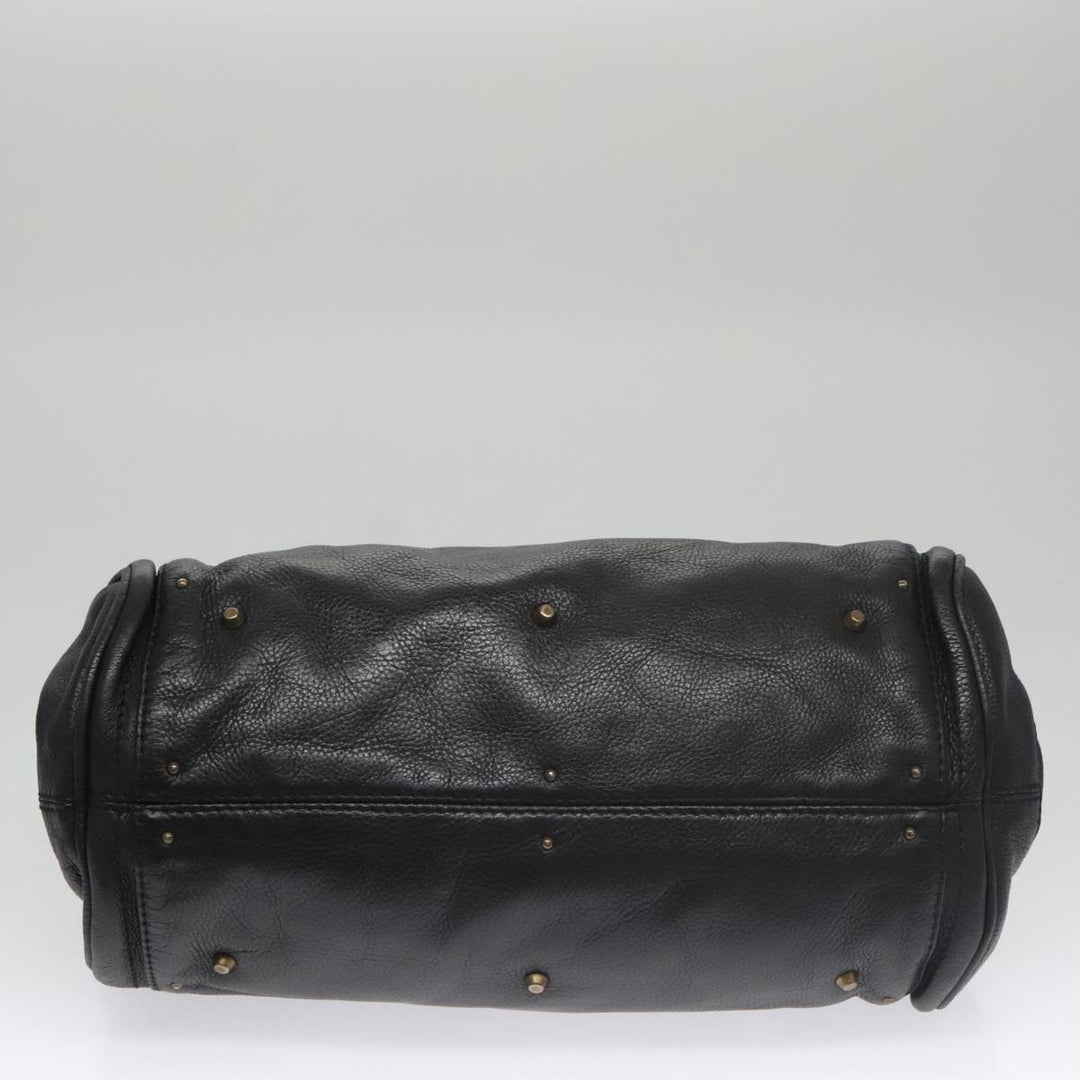 Chloe Paddington Hand Bag Leather Black Gold Silver am7465