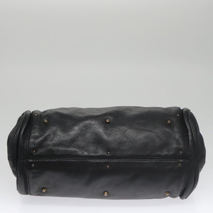 Chloe Paddington Hand Bag Leather Black Gold Silver am7465