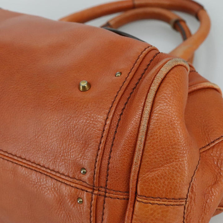 Chloe Paddington Hand Bag Leather Brown Gold Silver am7466