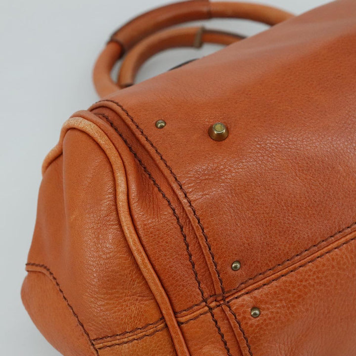 Chloe Paddington Hand Bag Leather Brown Gold Silver am7466