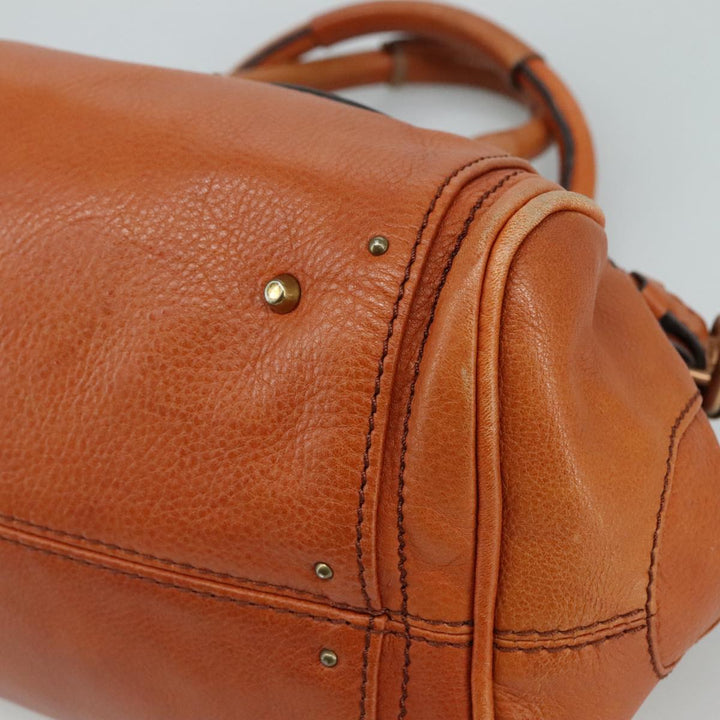Chloe Paddington Hand Bag Leather Brown Gold Silver am7466