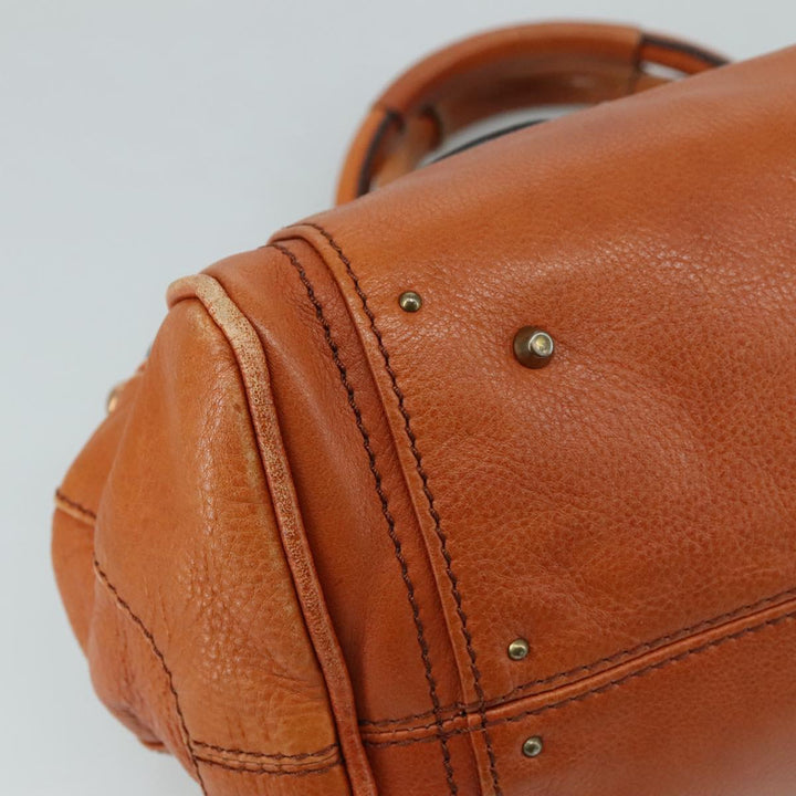 Chloe Paddington Hand Bag Leather Brown Gold Silver am7466
