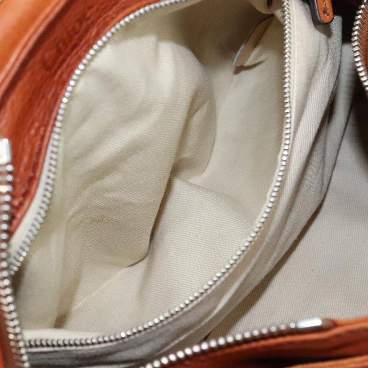 Chloe Paddington Hand Bag Leather Brown Gold Silver am7466